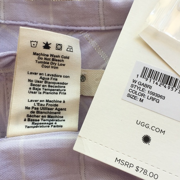 NWT UGG Lavender/Metallic Gabri Plaid Sleep Shirt - Picture 9 of 9